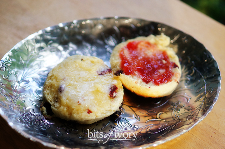 British-Style Scones with jam and butter