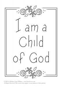 I am a Child of God embroidery pattern with flowers