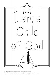 I am a Child of God embroidery pattern with star and sailboat