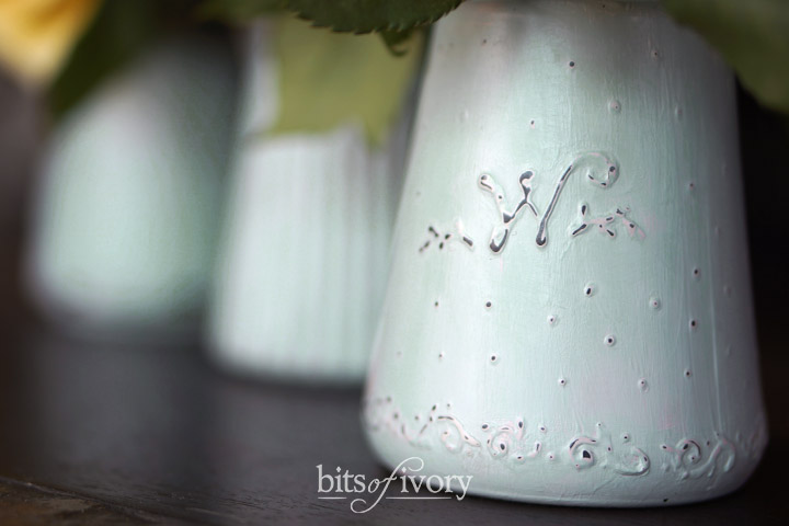 Chalk painted jars with monogram