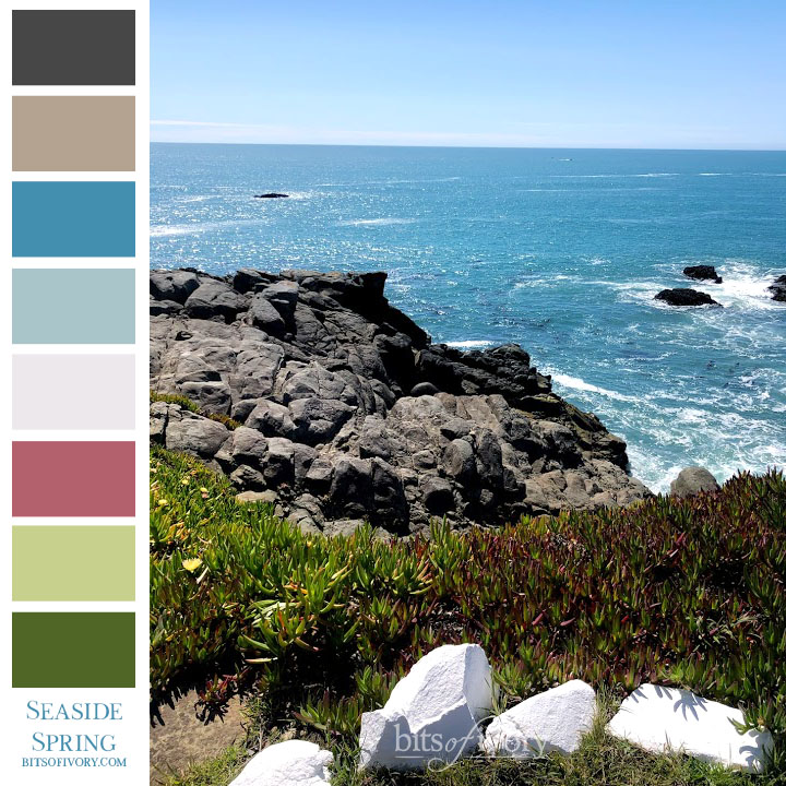 Ocean photograph with color swatches for creative inspiration