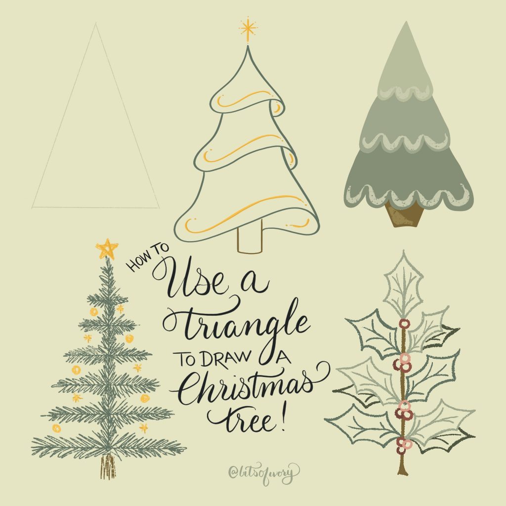 How to use a triangle to draw a Christmas tree with illustrations